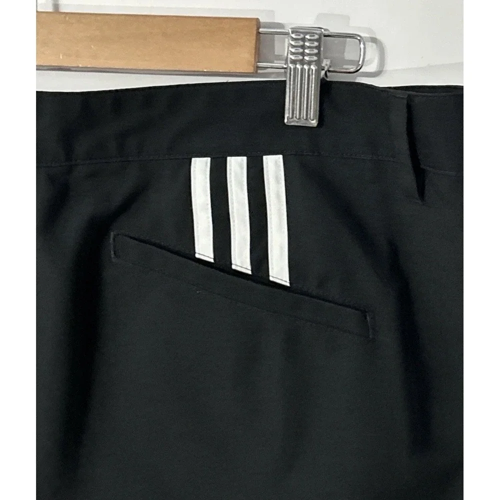 Mens Adidas Golf 3 Stripe Chino Pants Black ClimaLite Lightweight Sz‎ 38